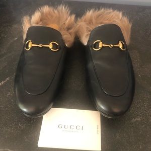 Size 38 Gucci Betis Glamour Mule Shoes Fur Lining